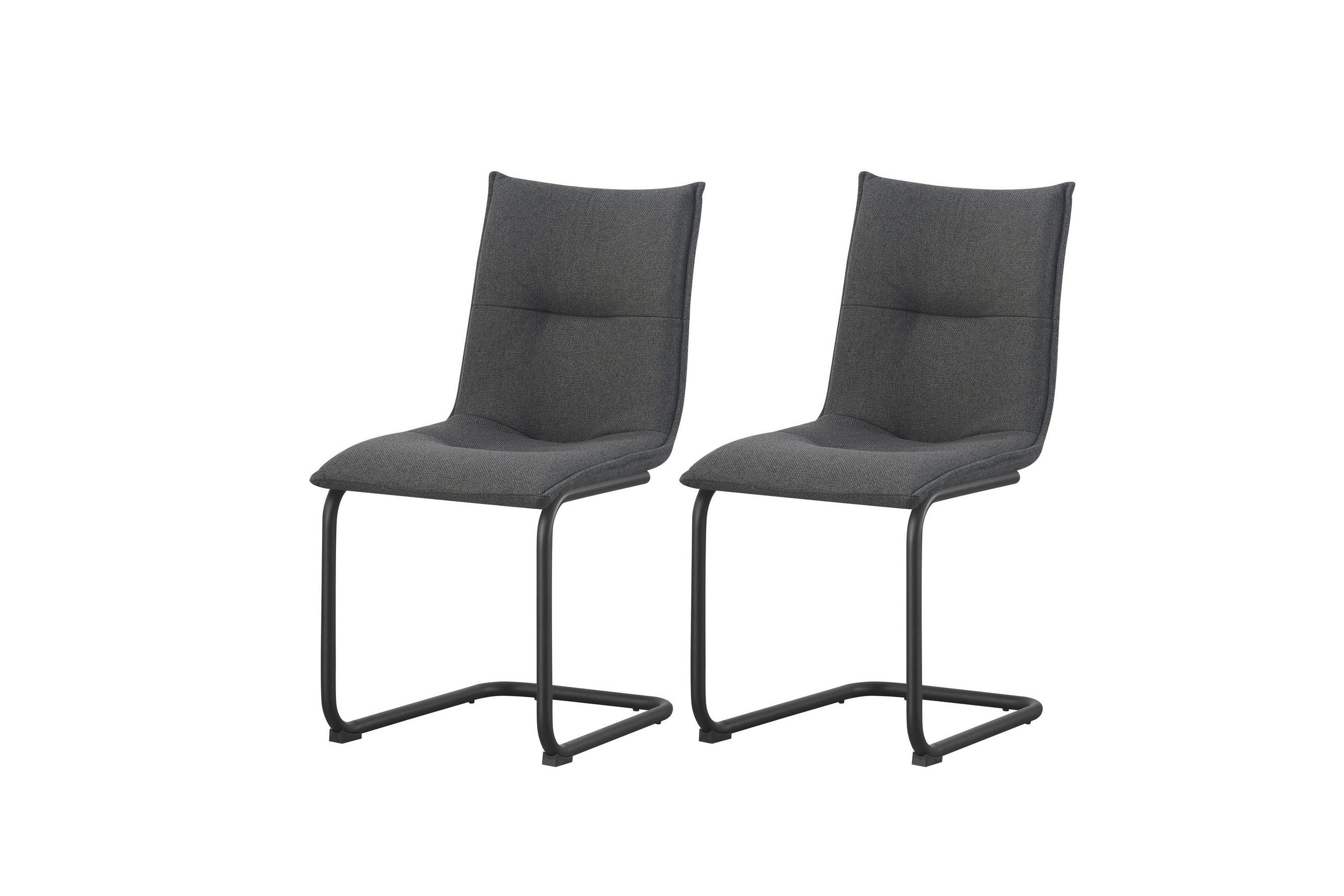 SCHWINGER-STUHL 2er Set Torino Stühle in Anthrazit - gemütliches Design - B/H/T: 46x89x57 cm - Anthrazit, Textil (57/89/46cm)