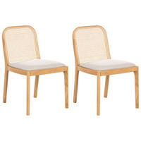 ESSZIMMERSTUHL 2er Set Stoff Hellbraun/Beige Edina - Beige/Braun, Holz/Textil (50/80/54cm) - Beliani
