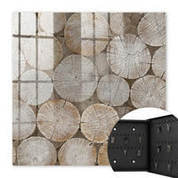 SCHLÜSSELBOX Schwarz 30x30 cm- Türöffnung nach rechts - Holzkreise - Beige, Metall (30/30/5cm) - TULUP