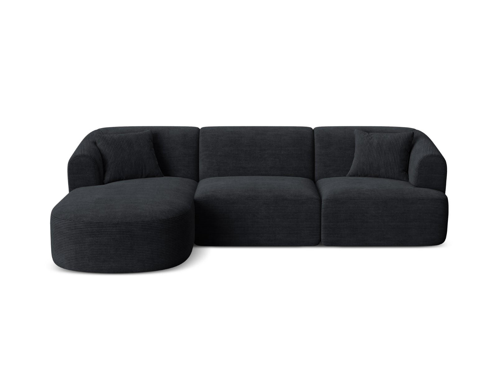 MODULARES-ECKSOFA links Campi aus Cord schwarz 4 Sitzplätze - Schwarz, Textil (156/256cm) - Cosmopolitan Design