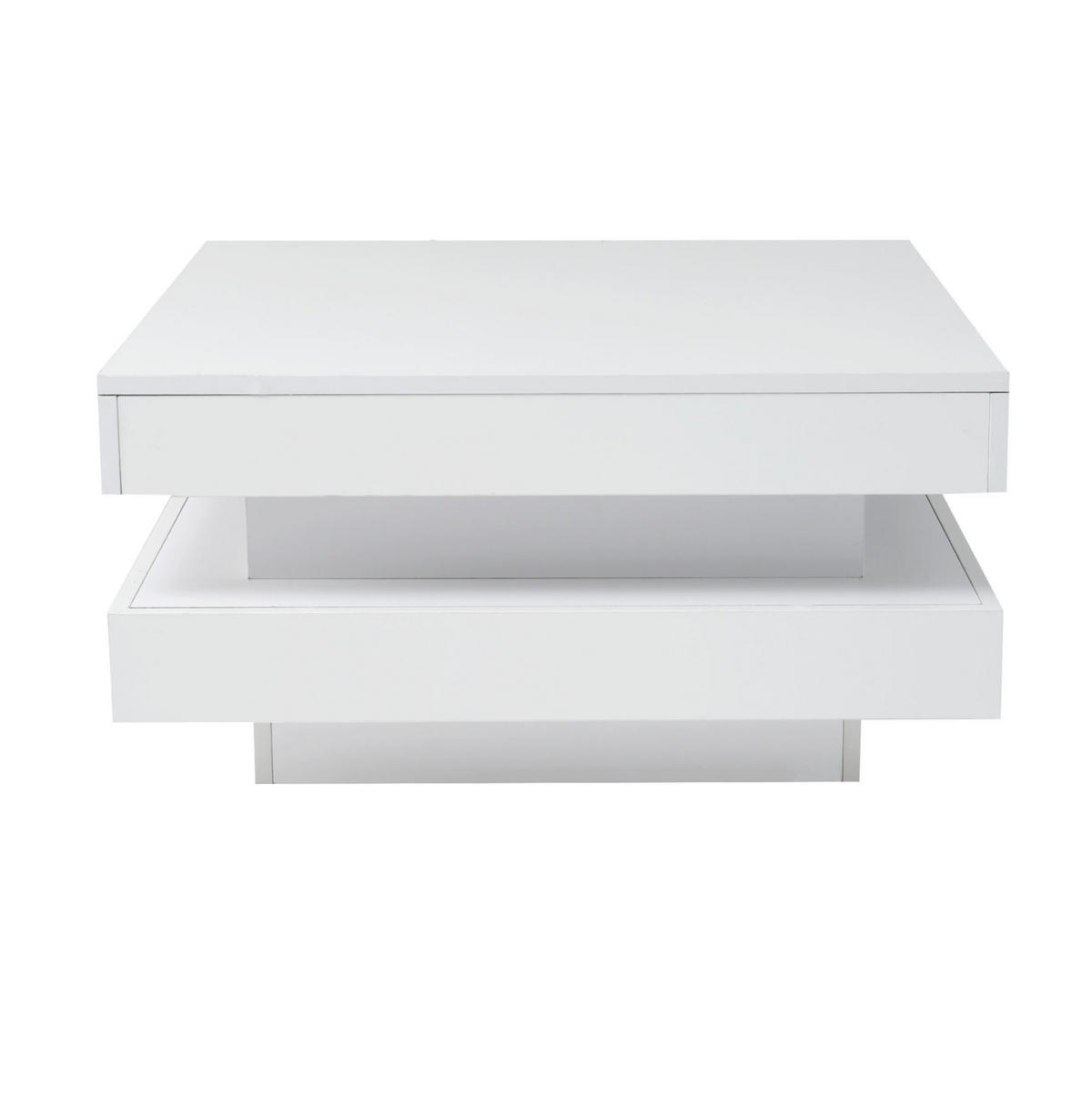 COUCHTISCH 70/70/36 cm in Weiß Hochglanz mit LED-Beleuchtung - Weiß, Holzwerkstoff (70/70/36cm) - Flora Grace