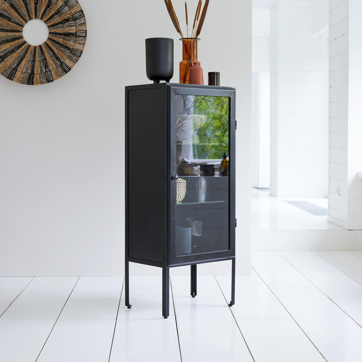 VITRINENSCHRANK Lison Schwarz aus Metall - Schwarz, Metall (50/120/35cm) - Tikamoon