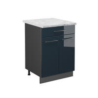 KÜCHENUNTERSCHRANK Fame-Line Dunkelblau Hochglanz 60 cm mit Schublade AP Marmor - Anthrazit/Dunkelblau, Holzwerkstoff (60/82/60cm) - Vicco