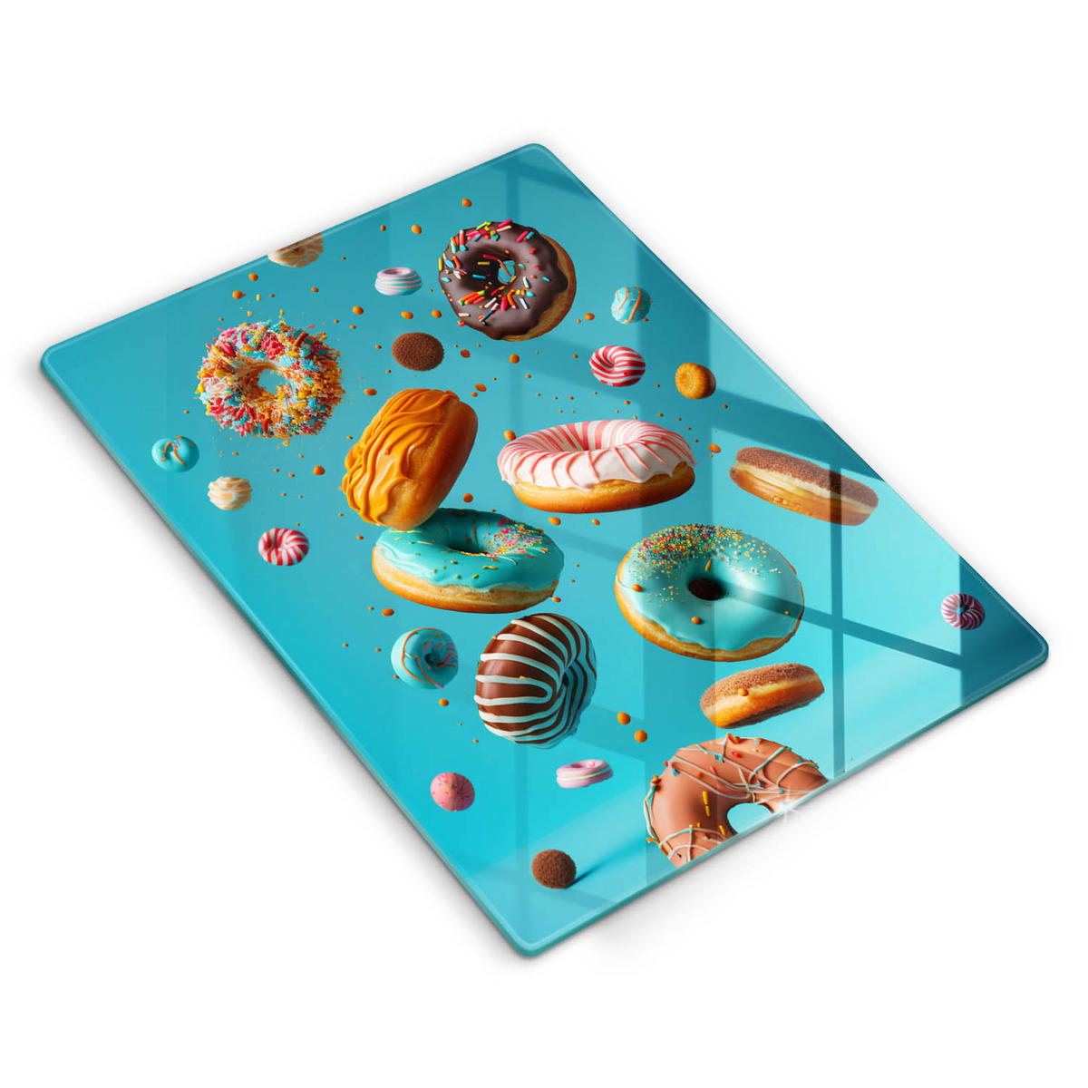 GLASPLATTE 40x52 cm Bunte Donuts - Orange, Glas (40/52cm) - Wallfluent