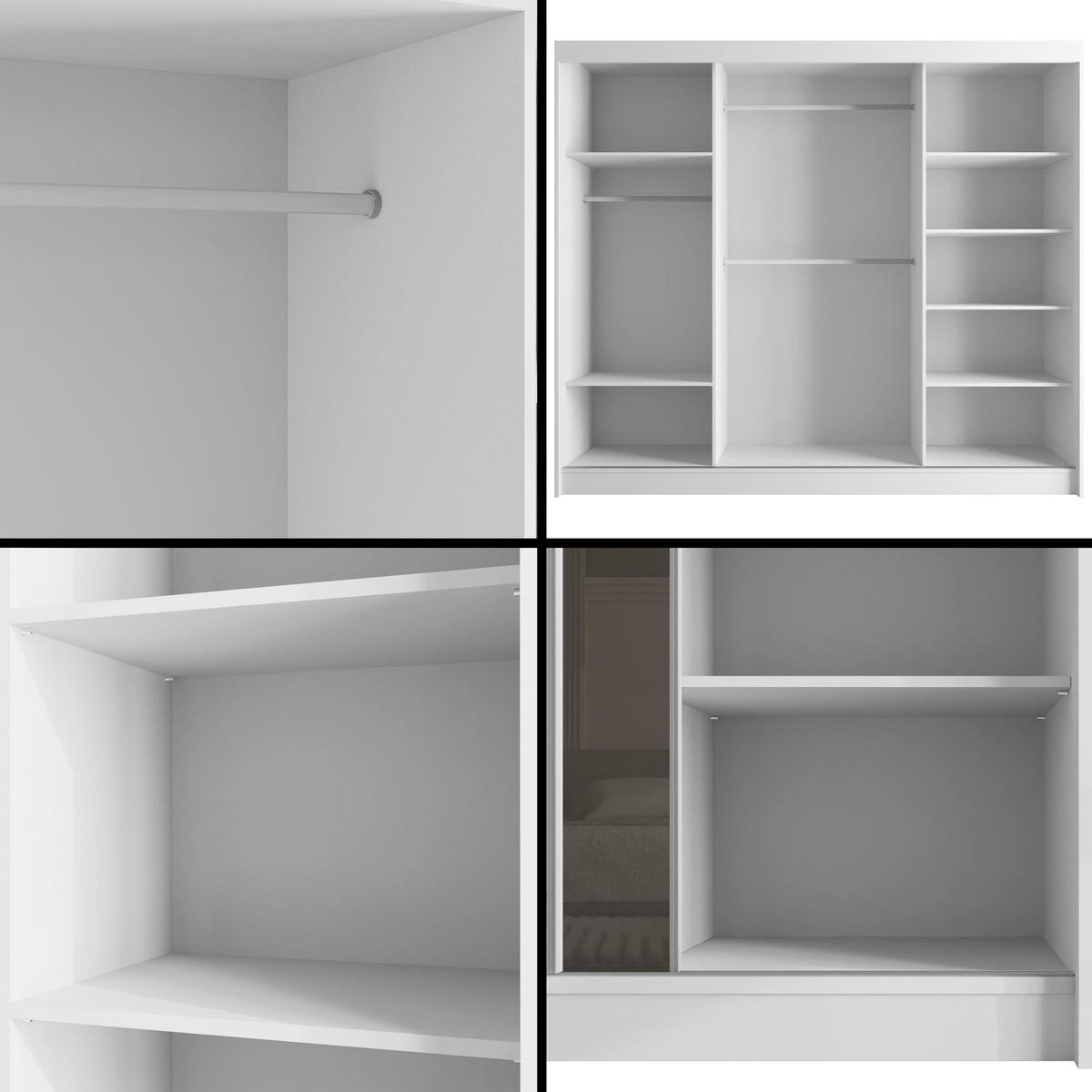 KLEIDERSCHRANK VESLI - 250 cm - Weiß|Grau - Weiß/Grau, Holzwerkstoff (250/215/61cm) - ALTDECOR