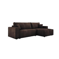 ECKSOFA POSO XL UNIVERSAL, Schlaffunktion und Lattenrost - L-Form, Cord, Federung auf Wellfedern, 274x143x83 cm, Rechts Brown - Braun, Holz/Textil (277/143cm) - DomoHome
