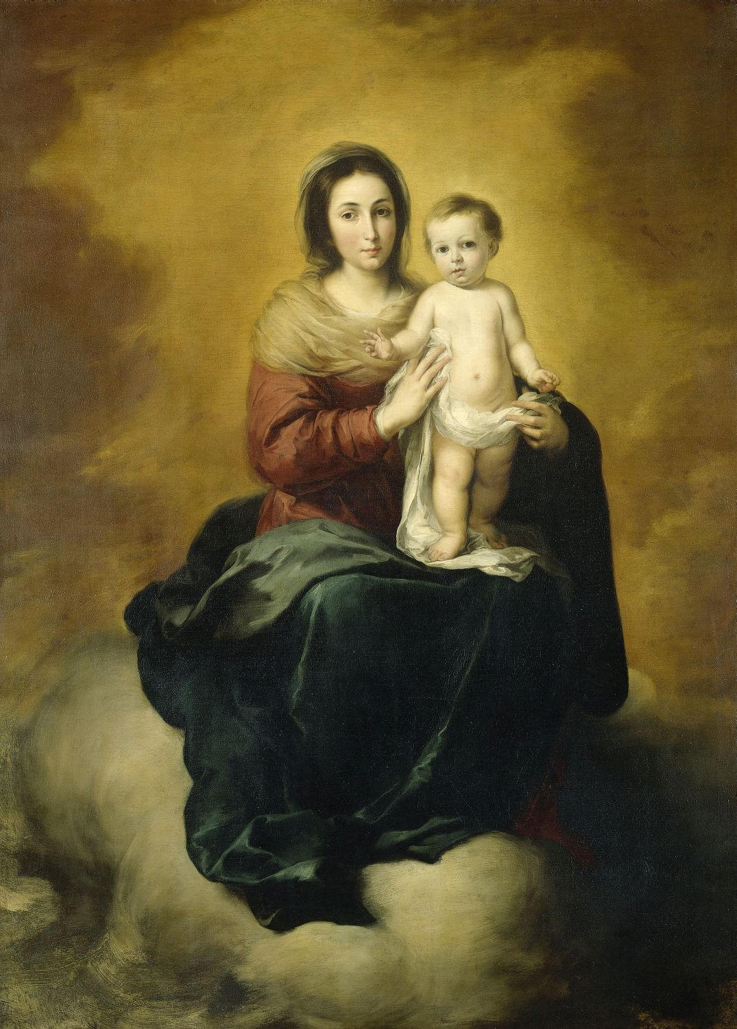 FOTOTAPETE Maria mit Kind von Bartolomé Esteban Murillo 200 x 279 cm - Gelb, Papier (200/279cm) - Sanders & Sanders