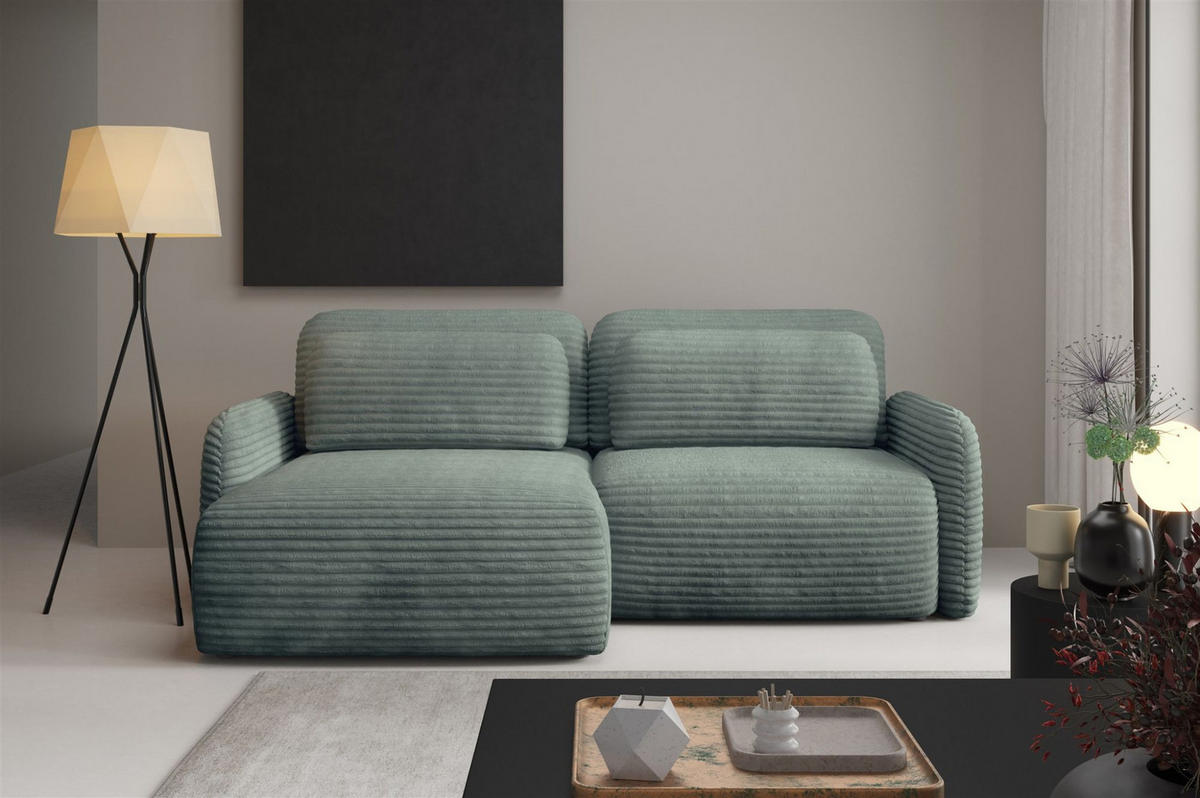 ECKSOFA Simone Mit Schlaffunktion - Grün, Holzwerkstoff/Textil (240/165cm) - Fun Möbel