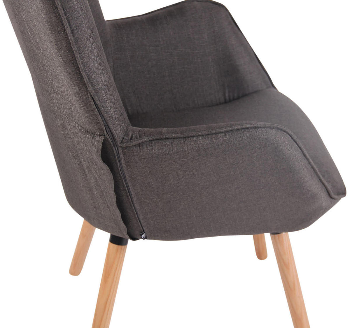 SESSEL Stoff dunkelgrau - Eukalyptusholzfarben/Dunkelgrau, Holz/Textil (69/108/73cm) - CLP
