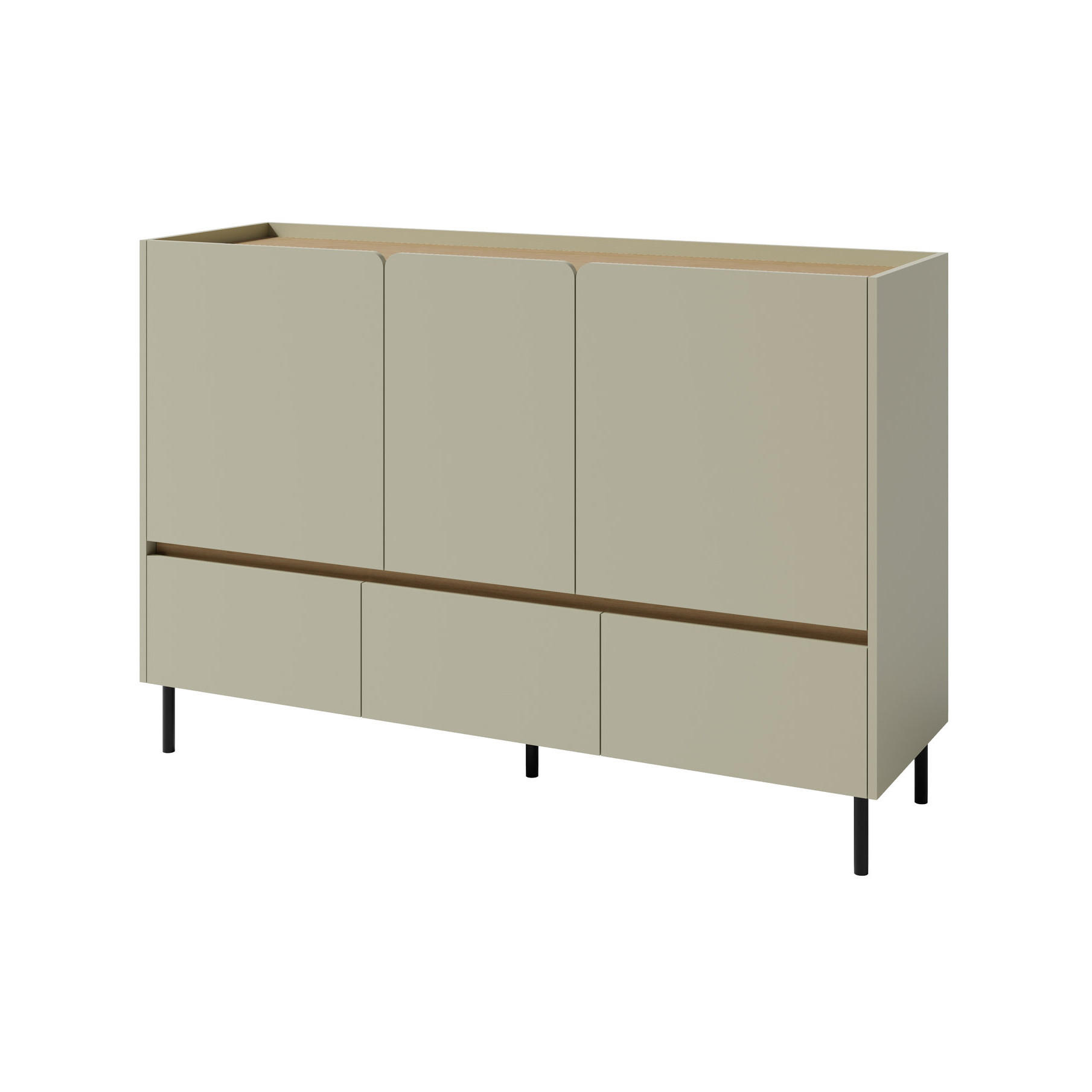 KOMMODE Lico mit 3 Schubalden und 3 Türen, Eukalyptus - Eukalyptusholzfarben, Holzwerkstoff (120/105/40cm) - Beautysofa
