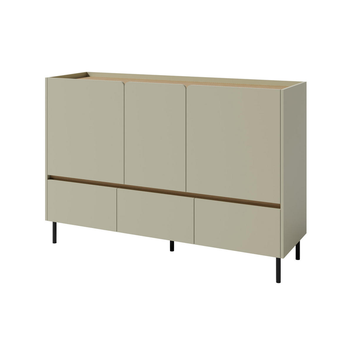 KOMMODE Lico mit 3 Schubalden und 3 Türen, Eukalyptus - Eukalyptusholzfarben, Holzwerkstoff (120/105/40cm) - Beautysofa
