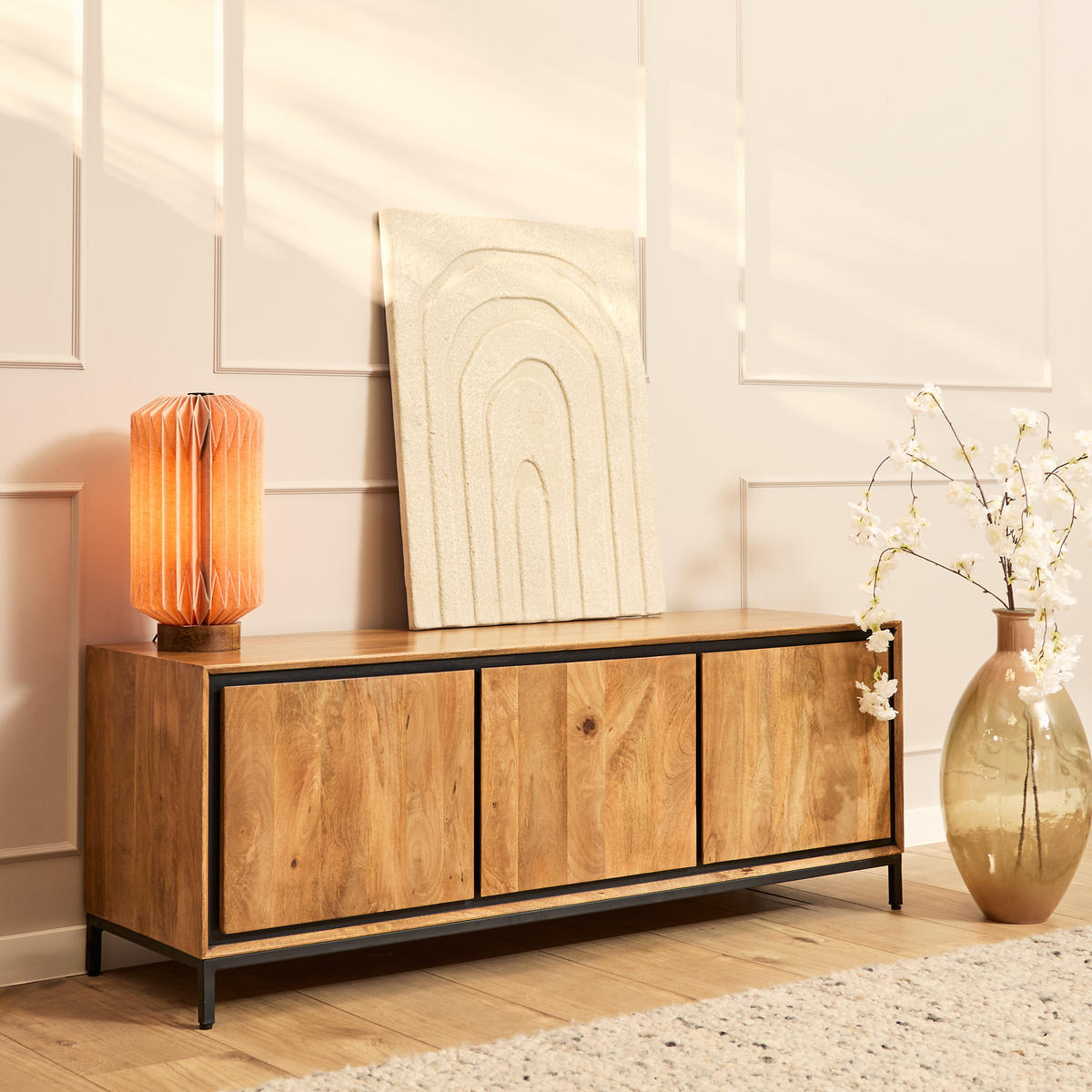 LOWBOARD Hardwood Mangoholz 155 cm / 45 cm Natur - Naturfarben, Holz (150/55/45cm) - Villa Möbel
