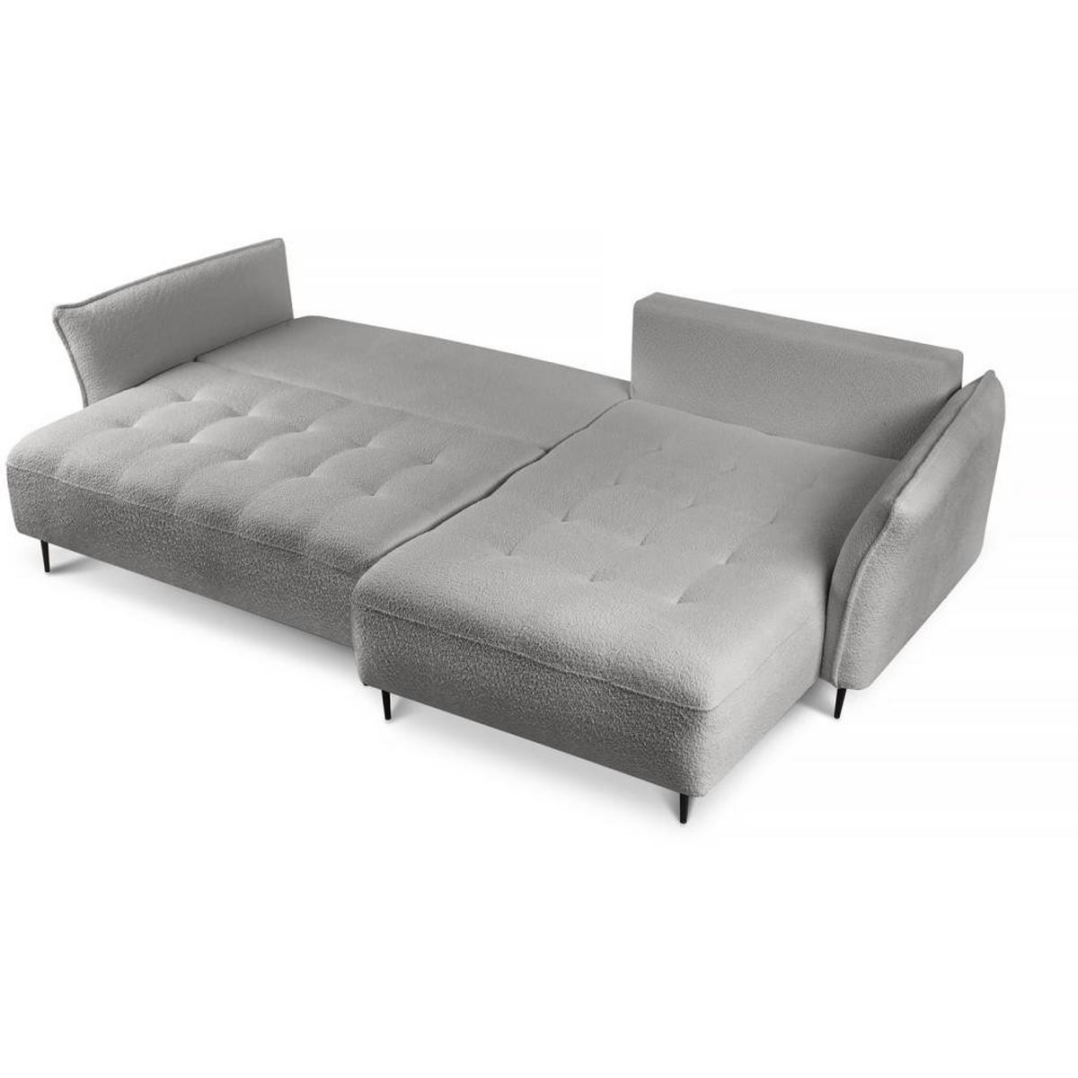 ECKSCHLAFSOFA Bari rechts grau - Schwarz/Grau, Textil (276/158cm) - Beautysofa