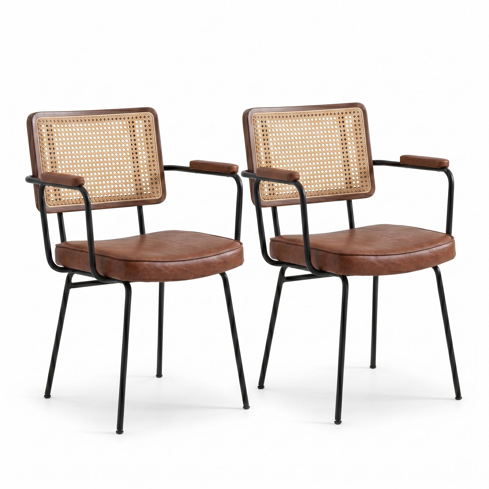 ARMLEHNENSTUHL 2er Set Esszimmerstuhl,PU,Braun - Braun, Textil (62.5/82/58cm) - LVHOM