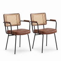ARMLEHNENSTUHL 2er Set Esszimmerstuhl,PU,Braun - Braun, Textil (62.5/82/58cm) - LVHOM