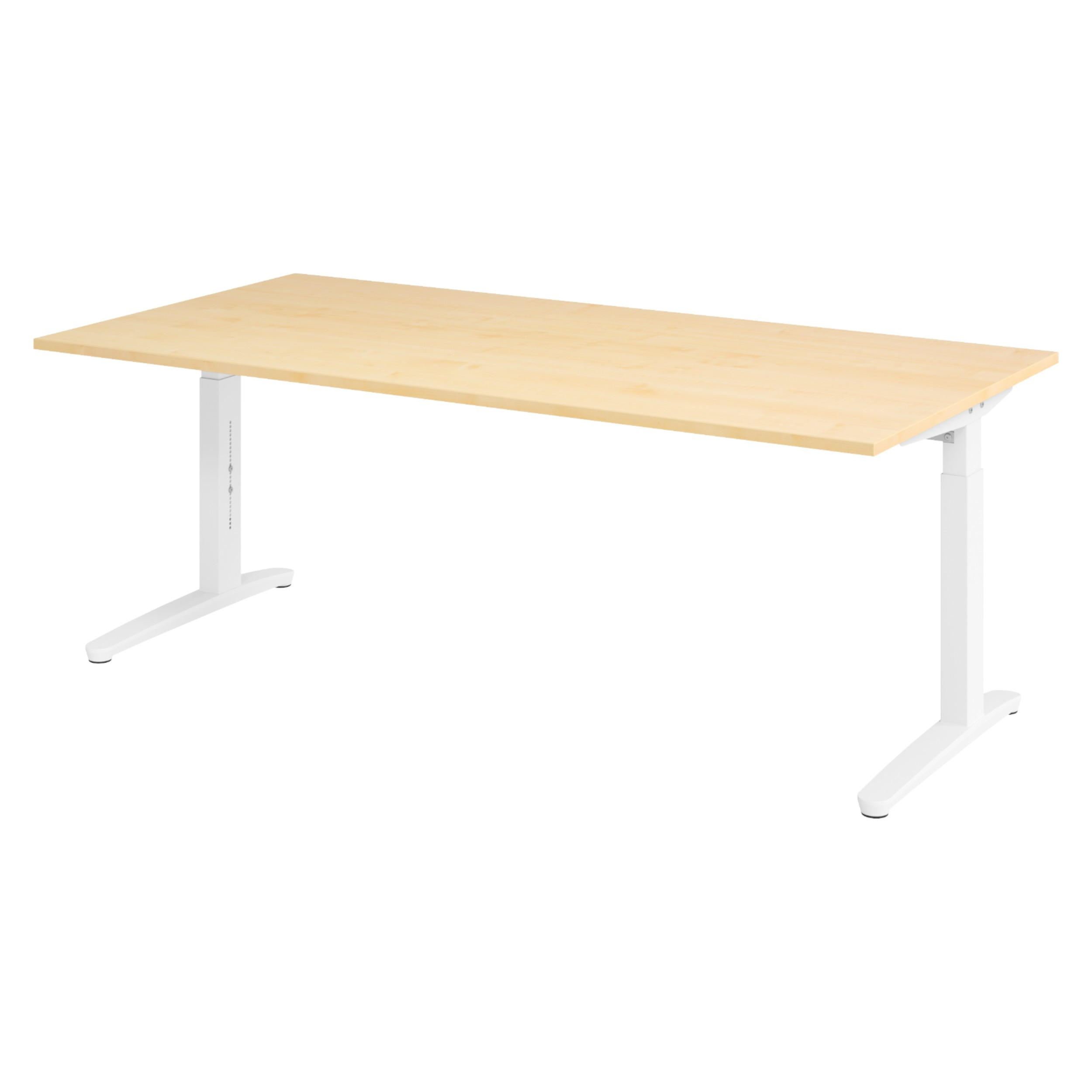 bümö Schreibtisch Ahorn, Weiß 200x74x100 cm