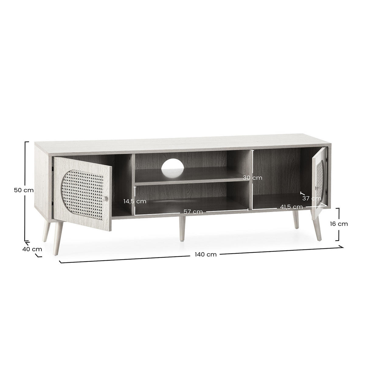 TV-ELEMENT Luna 2 türen Eichefarbe - Honigeiche, Holzwerkstoff (140/48/40cm) - VS Venta-stock