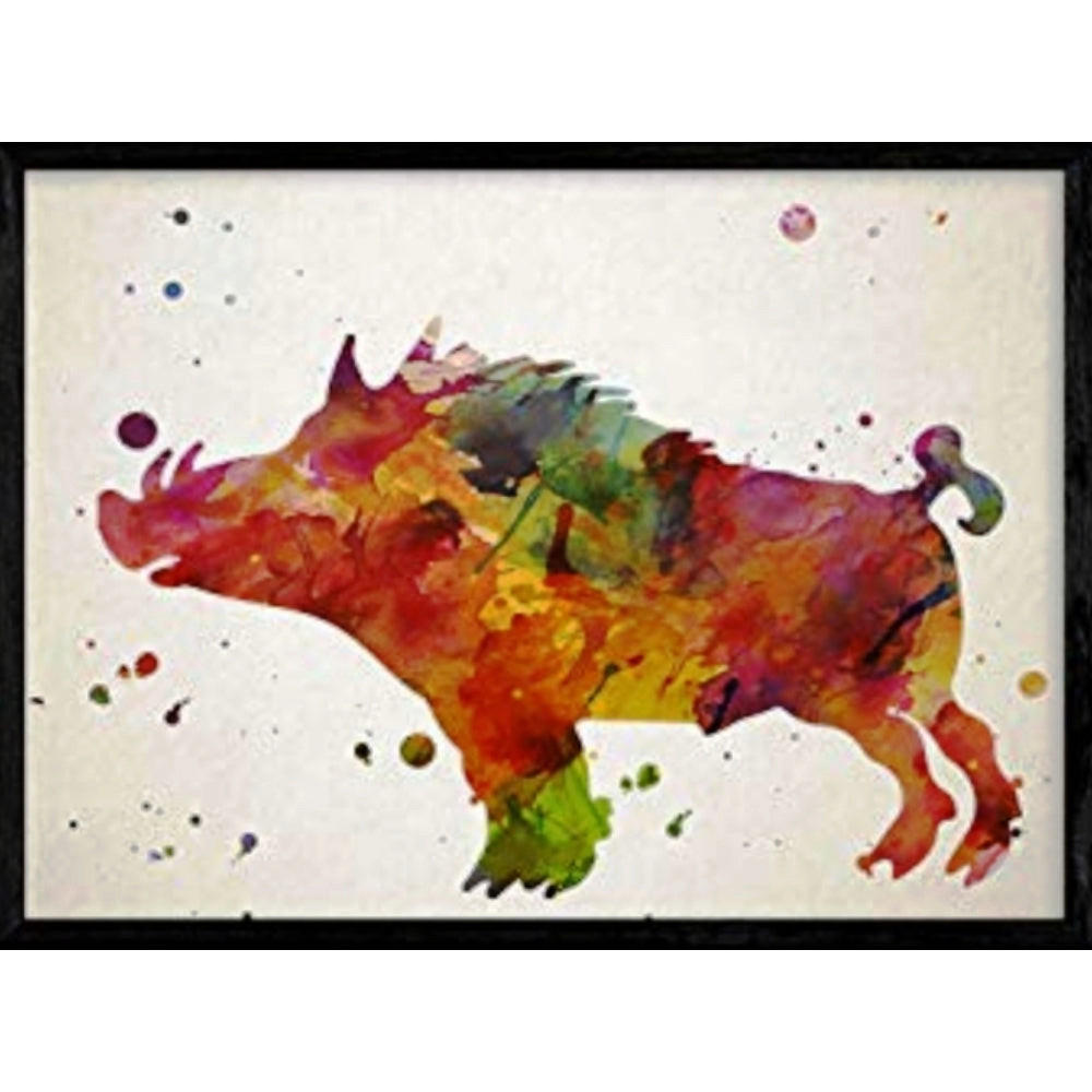 POSTER Foca Aquarell-Stil A4 Schwarzer Rahmen - Schwarz, Papier (29.7/5/21cm) - Nacnic