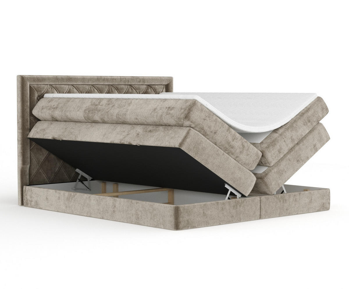 BOXSPRINGBETT Aurelia Beige 200/200 cm - Beige/Schwarz, Holz/Holzwerkstoff (200/200cm) - Maison de Reve