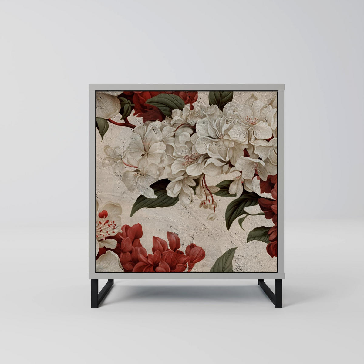 SIDEBOARD EPHEMERAL DAYS, Grau, 57,5x42x77,5 cm, Schräge Buchenholzfüße - Buchefarben/Multicolor, Holzwerkstoff/Buchenholz (57.5/77.5/42cm) - SpaceRebels