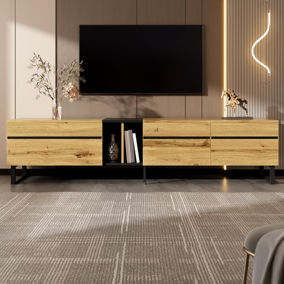 TV-LOWBOARD mit Klappfach 180 x 38 x 45 cm Holzoptik - Braun, Holzwerkstoff (38/45/180cm) - Beauniv