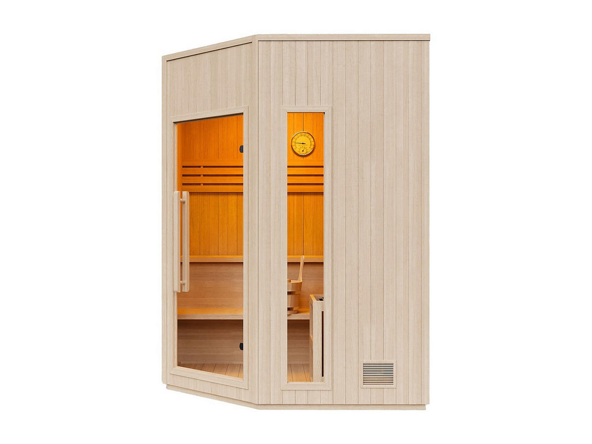 FINNISCHE Sauna - 6 Personen - Holz, Platte - Naturfarben Hell - - Naturfarben, Holz (180/210/180cm) - Vente-Unique