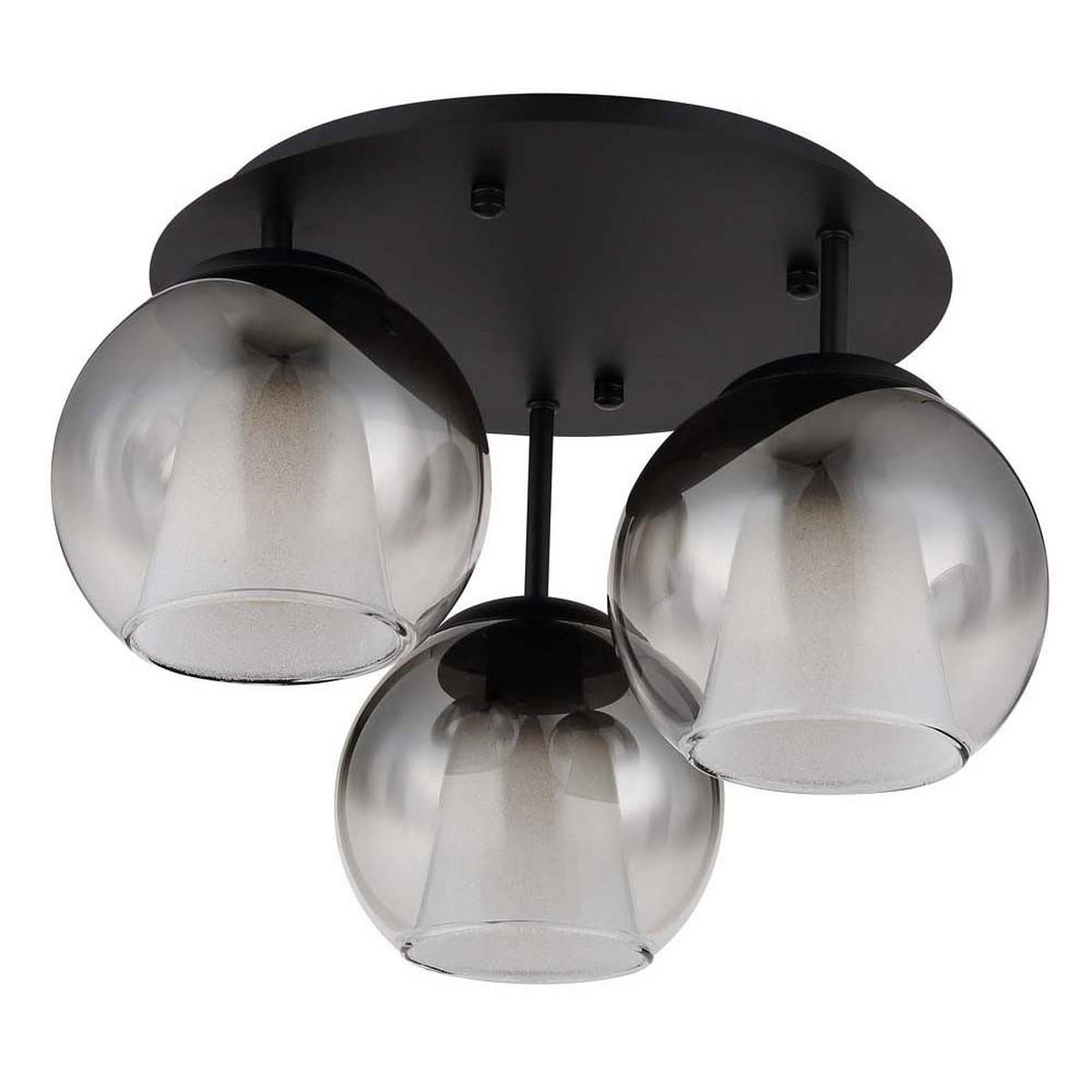 LED DECKENLEUCHTE BARRY Metall, Glas Schwarz Rauchfarben - Schwarz, Glas (41/41/28.5cm) - Globo Lighting