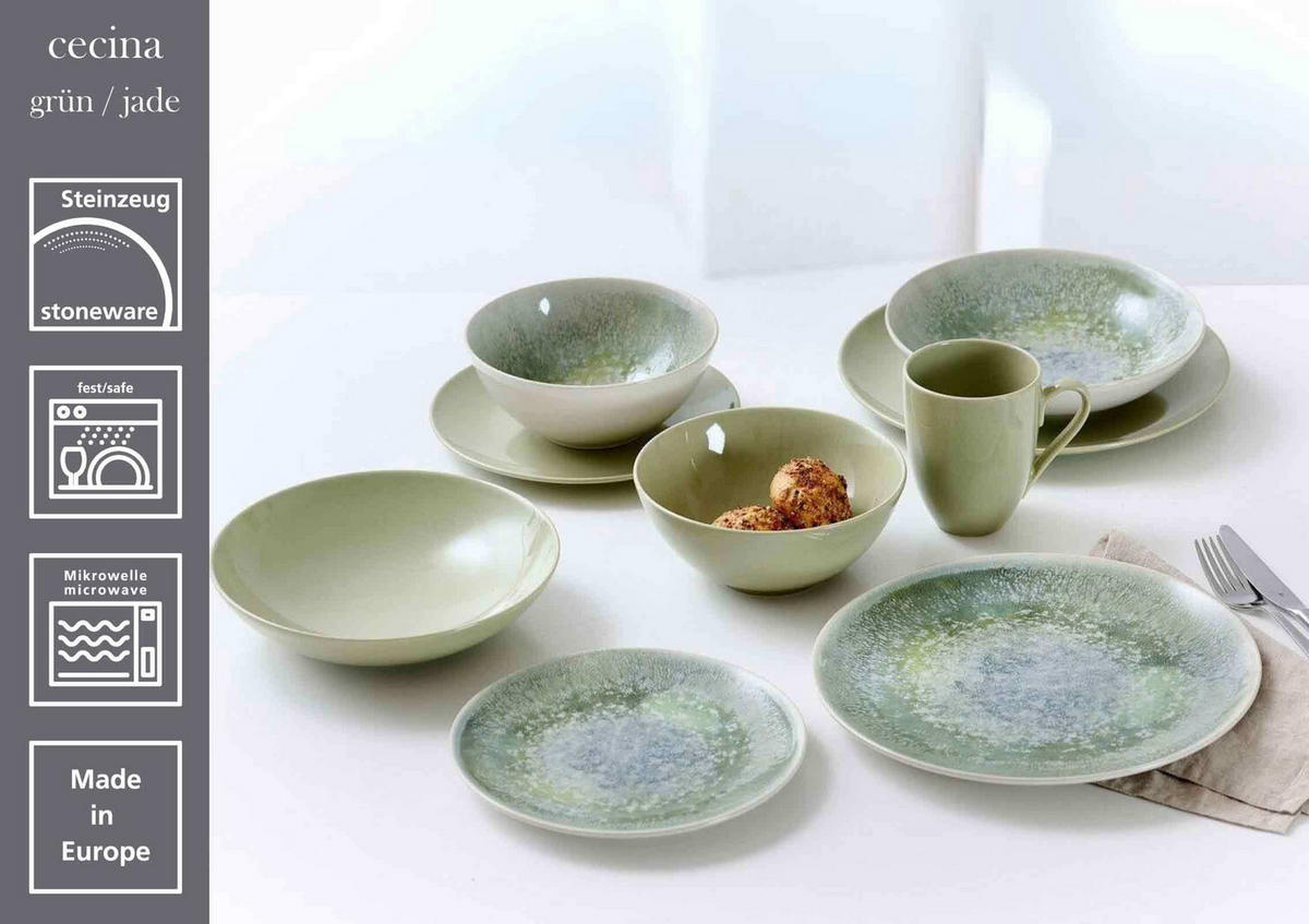 BASIC-SET Cecina Grün / Jade 12er Set - Grün, Keramik (1/1/1cm) - Ritzenhoff Breker