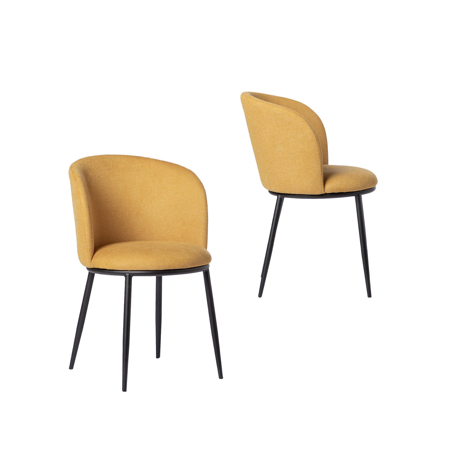 ESSZIMMERSTUHL Nolan Senf / Gelb 51 cm x 80 cm 2er-Set - Dunkelgelb, Textil (51/80/57cm) - Klast Home