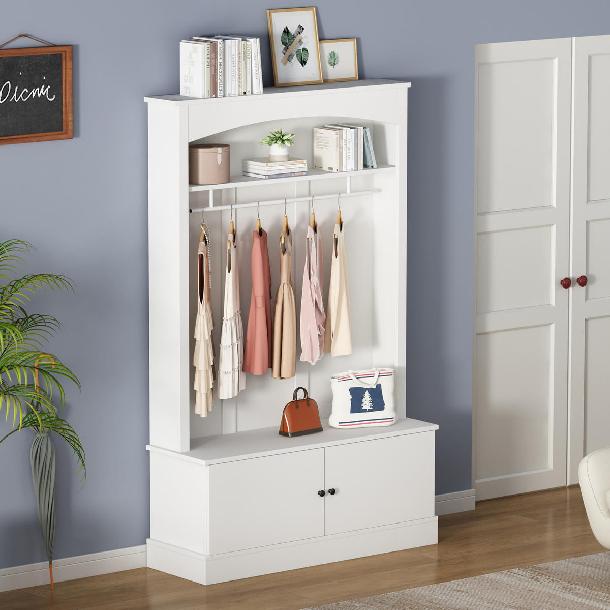 GARDEROBE mit Schuhbank 120 x 40 x 190 cm Weiß - Weiß, Holzwerkstoff (40/190/120cm) - Beauniv