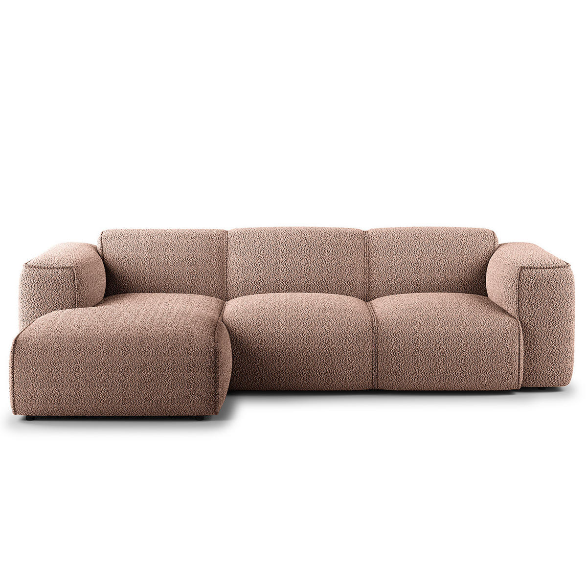 3-SITZER ECKSOFA mit Longchair - Mauve/Schwarz, Kunststoff/Textil (251/173cm) - home24