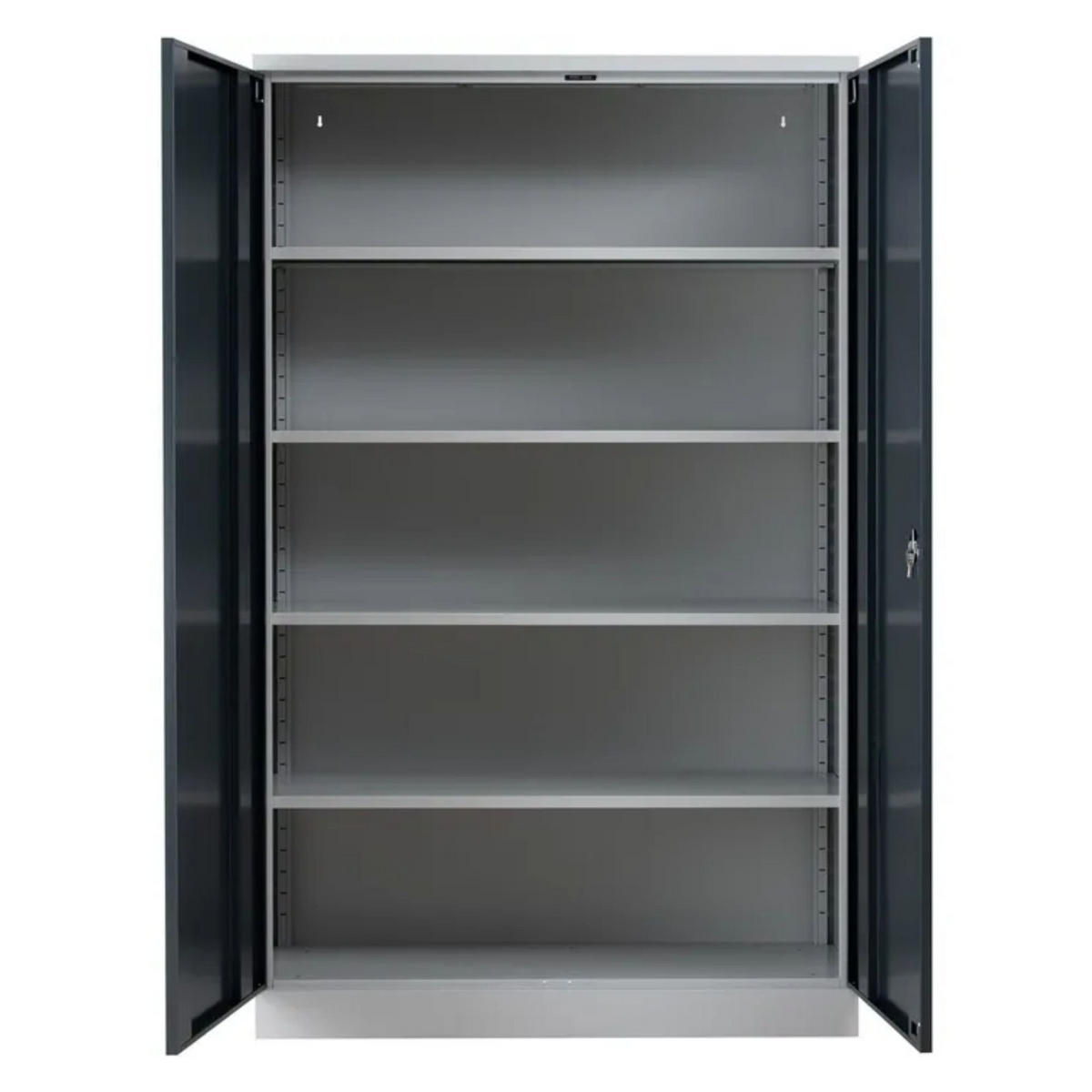 STAHLSCHRANK Bee mit 8 lackierten Fachböden 195x120x42 cm Korpusfarbe Lichtgrau Frontfarbe Anthrazit - Anthrazit, Metall (120/195/42cm)