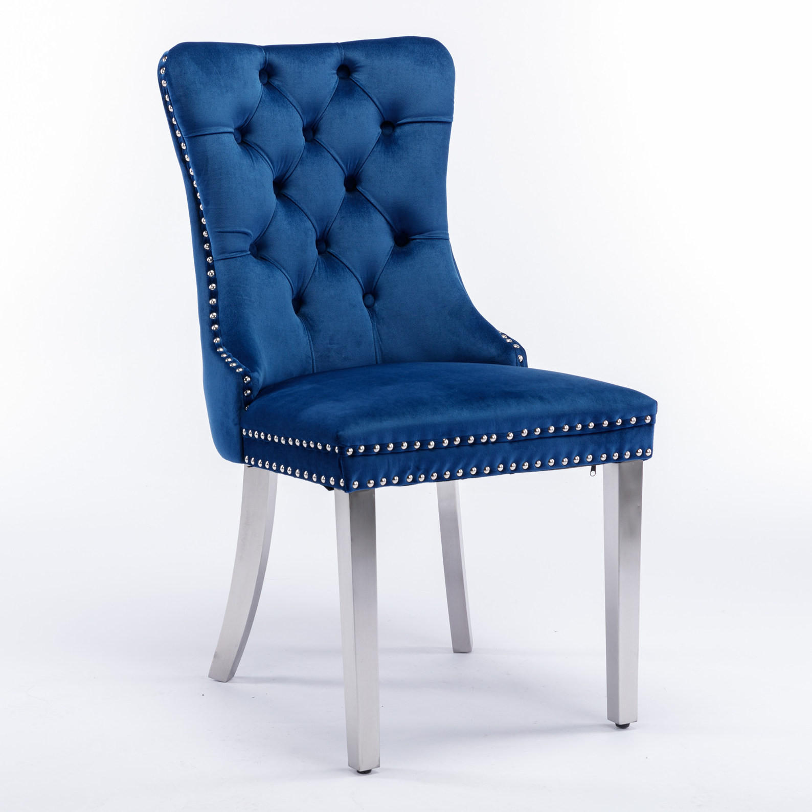 ESSZIMMERSTUHL mit hoher Rückenlehne 2er-Set Samt Blau - Blau, Metall (50/95/65cm) - Meubliv