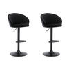 BARHOCKER 2er-Set - Samt & Metall - Schwarz - DORALIZ - Schwarz, Textil (54/105/52cm) - Vente-Unique