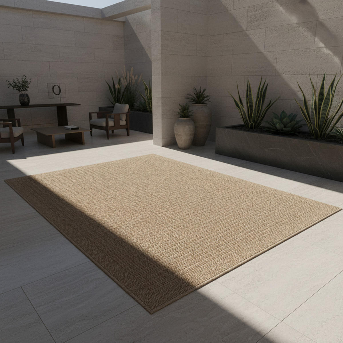 OUTDOORTEPPICH KASBERG, im Vintage-Stil, aus Polypropylen, Beige, 140 x 200 cm - Beige, Textil (140/200cm) - KADIMA DESIGN