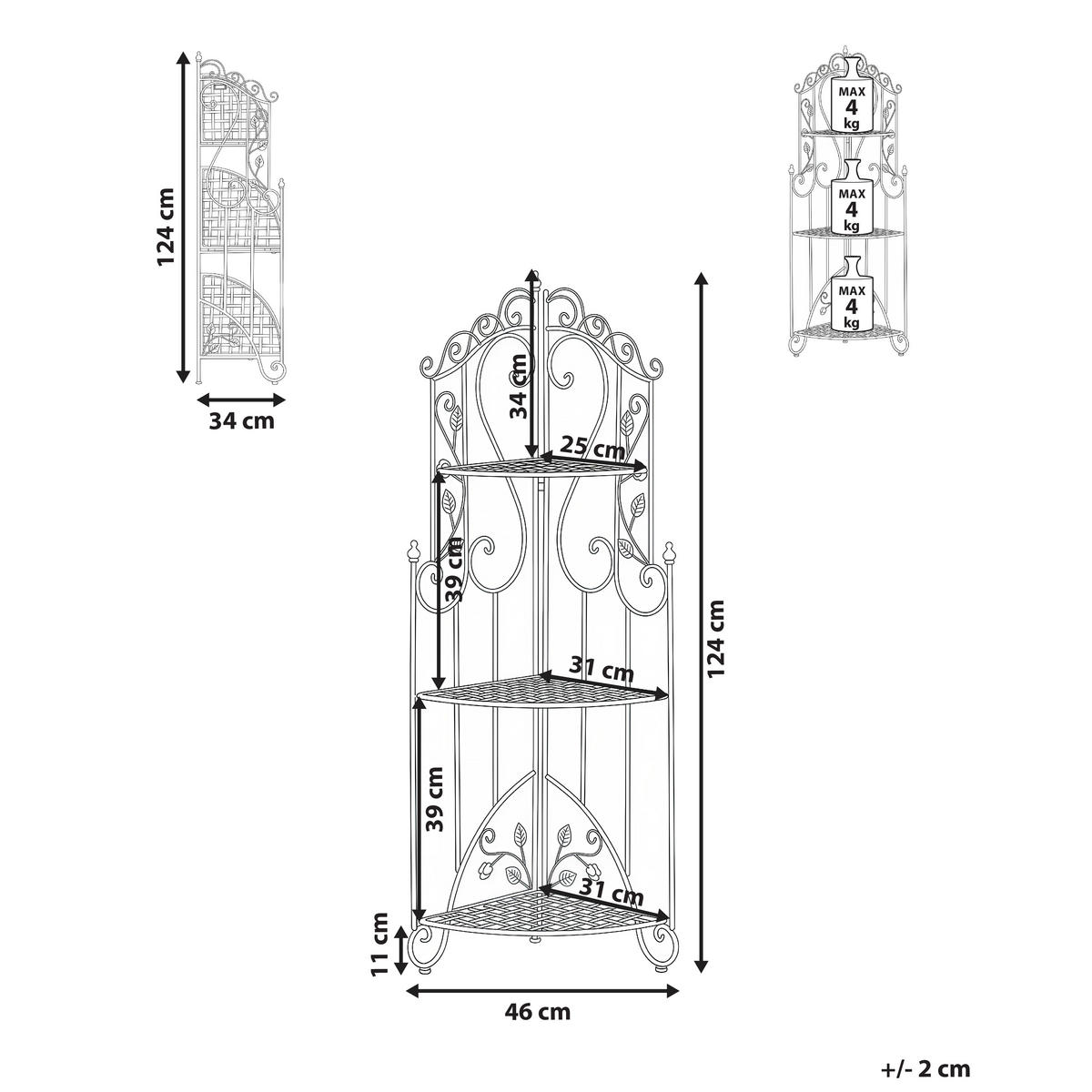RAFT cu 3 niveluri metal alb pliabil Tequendama - alb, metal (46/124/34cm) - Beliani