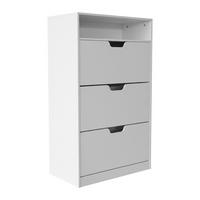 SCHUHSCHRANK - Weiß, Holzwerkstoff/Kunststoff (80/140/24cm) - Relaxdays