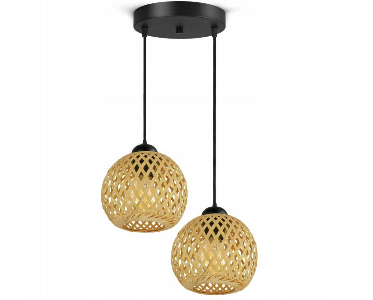 PENDELLEUCHTE BOHO - Beige/Schwarz, Holz/Metall (25/25/100cm) - kiki design