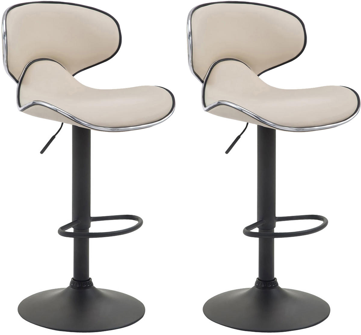 BARHOCKER 2er Set Las-Mallorcas Kunstleder schwarz creme - Creme/Schwarz, Kunststoff/Metall (46/108/49cm) - TPFLiving