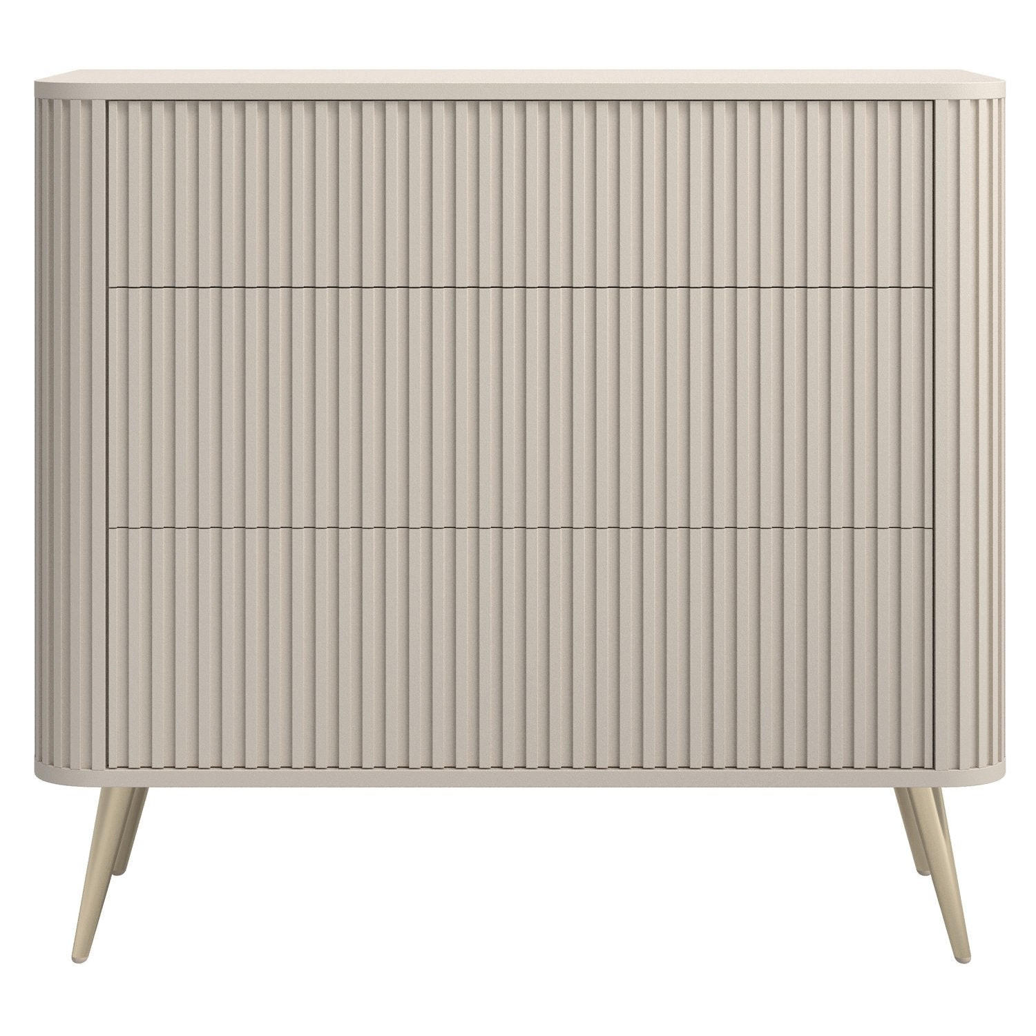 KOMODA Ovarlo greige s kovovými nohami 93 cm - zlatá/šedohnědá, kov/kompozitní dřevo (93.2/83.8/38cm) - Selsey