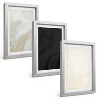 BILDER SET 3er Set - 20x30 cm Silberner Rahmen - Strukturen schattieren Minimalismus - Silberfarben, Kunststoff (20/30cm) - TULUP