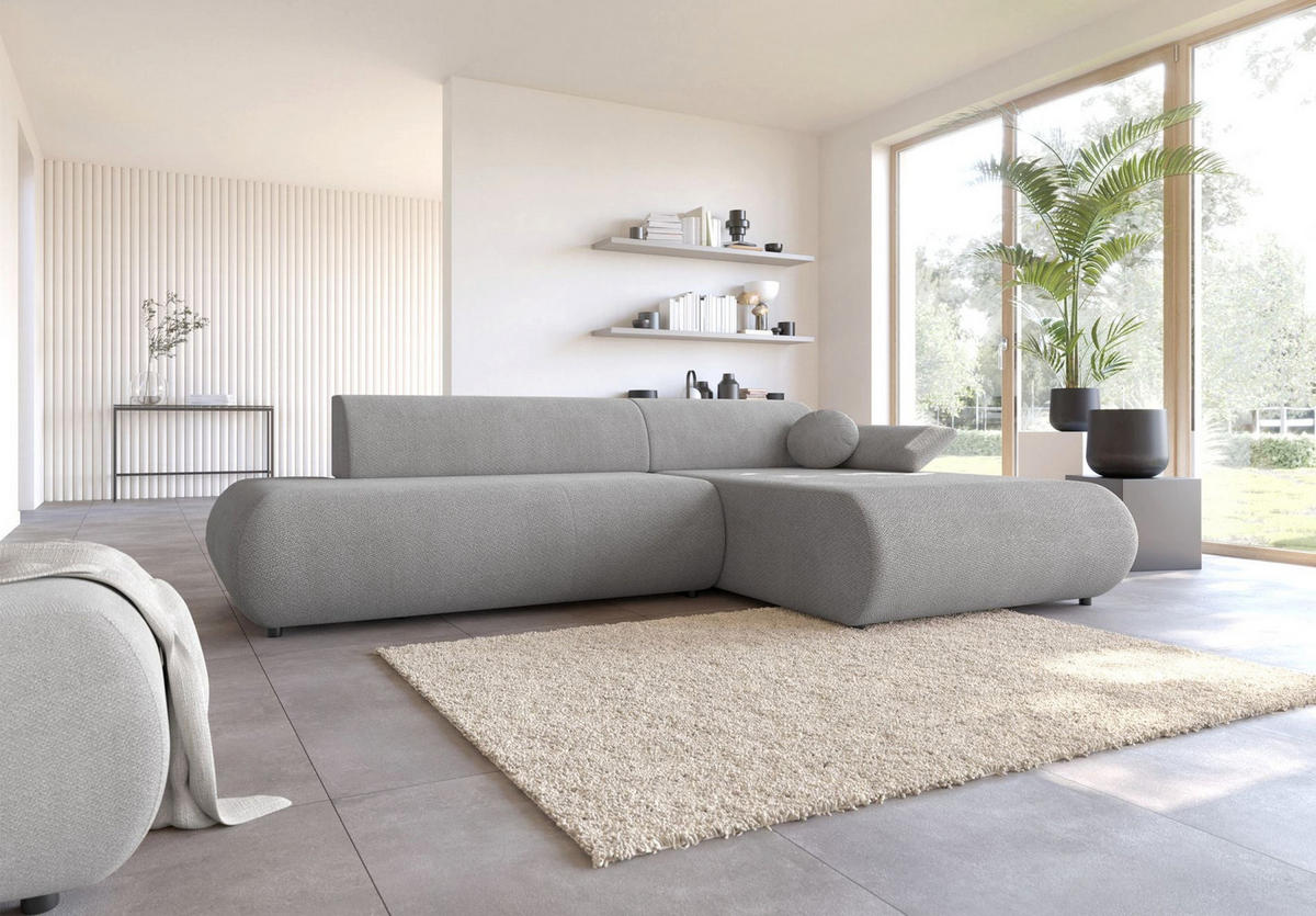 ECKSOFA Armone Grau Chenille - Schwarz/Grau, Kunststoff/Textil (173.5/286cm) - Selsey
