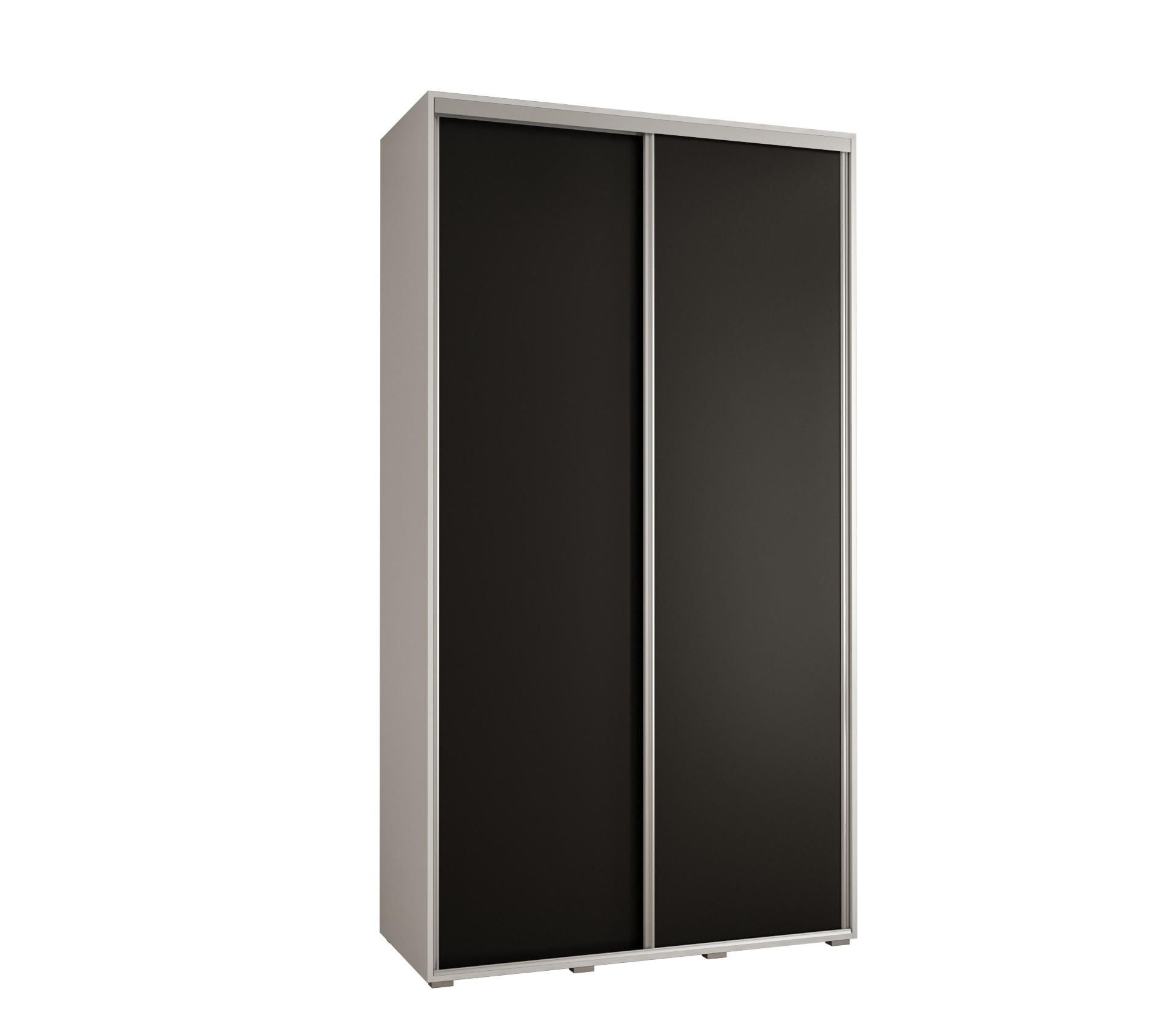 Abiks Möbel Schwebetürenschrank Weiß, Schwarz, Silber 130x235x45 cm