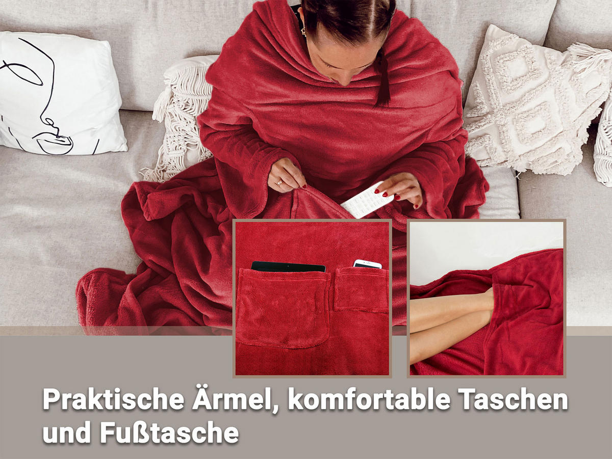 KUSCHELDECKE, 170x200 cm, 100% Polyester, Rot - Weinrot, Textil (170/200cm) - Zollner