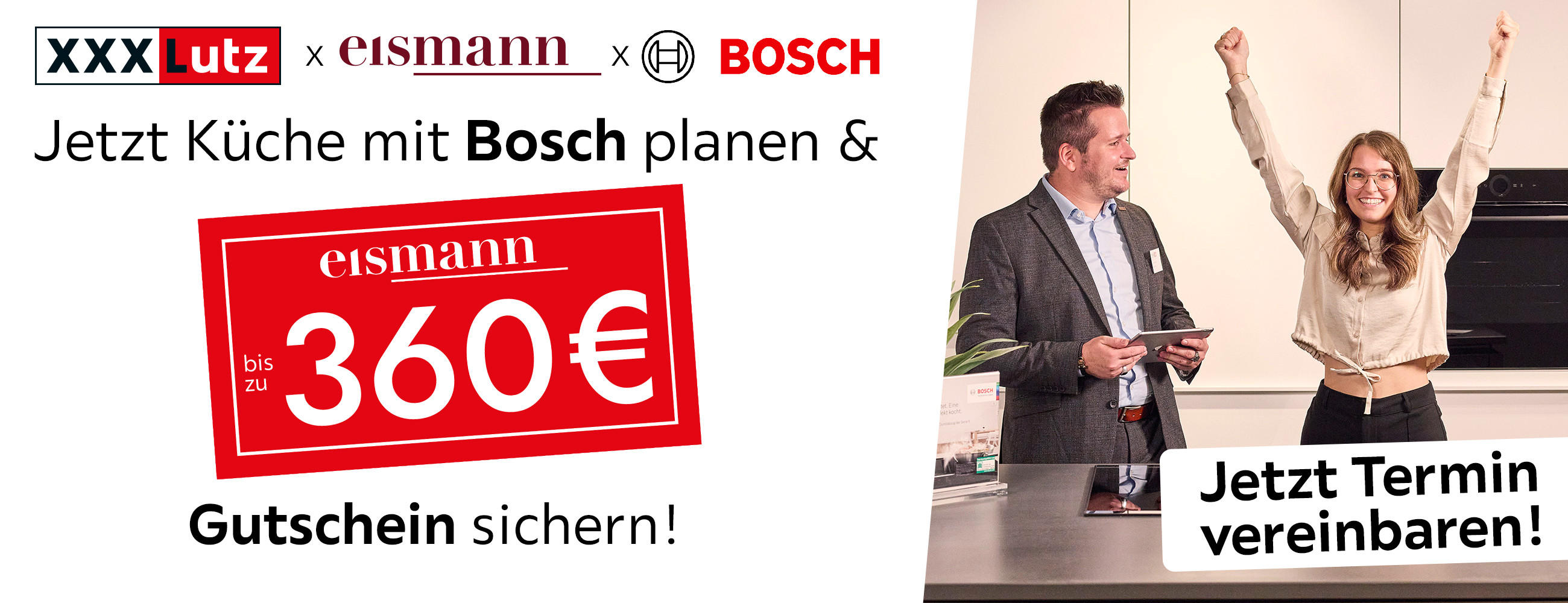 XXXLutz x BOSCH x EISMANN - Eismann-Gutschein im Gesamtwert von bis zu 360 € - Jetzt Termin vereinbaren