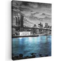 LEINWANDBILD New York - Skyline - Stadt - Blau 30x40 cm - Blaugrau, Textil (30/40cm) - MuchoWow