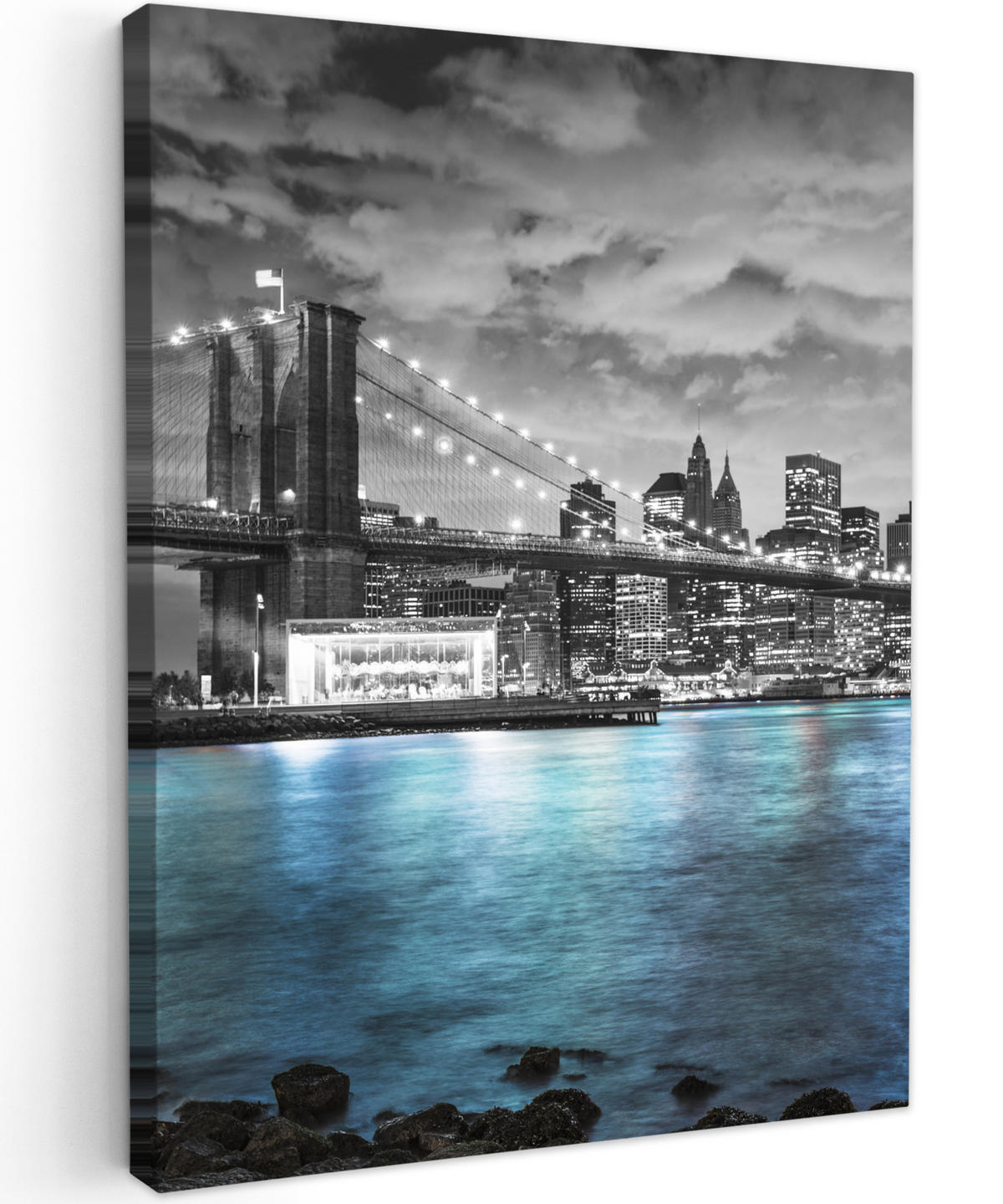 LEINWANDBILD New York - Skyline - Stadt - Blau 30x40 cm - Blaugrau, Textil (30/40cm) - MuchoWow