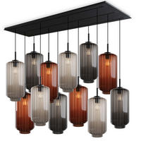 HÄNGELEUCHTE Velo 12-flammig Mehrfarbig Ø 18cm - Multicolor/Schwarz, Glas (18/18/33cm) - s.luce