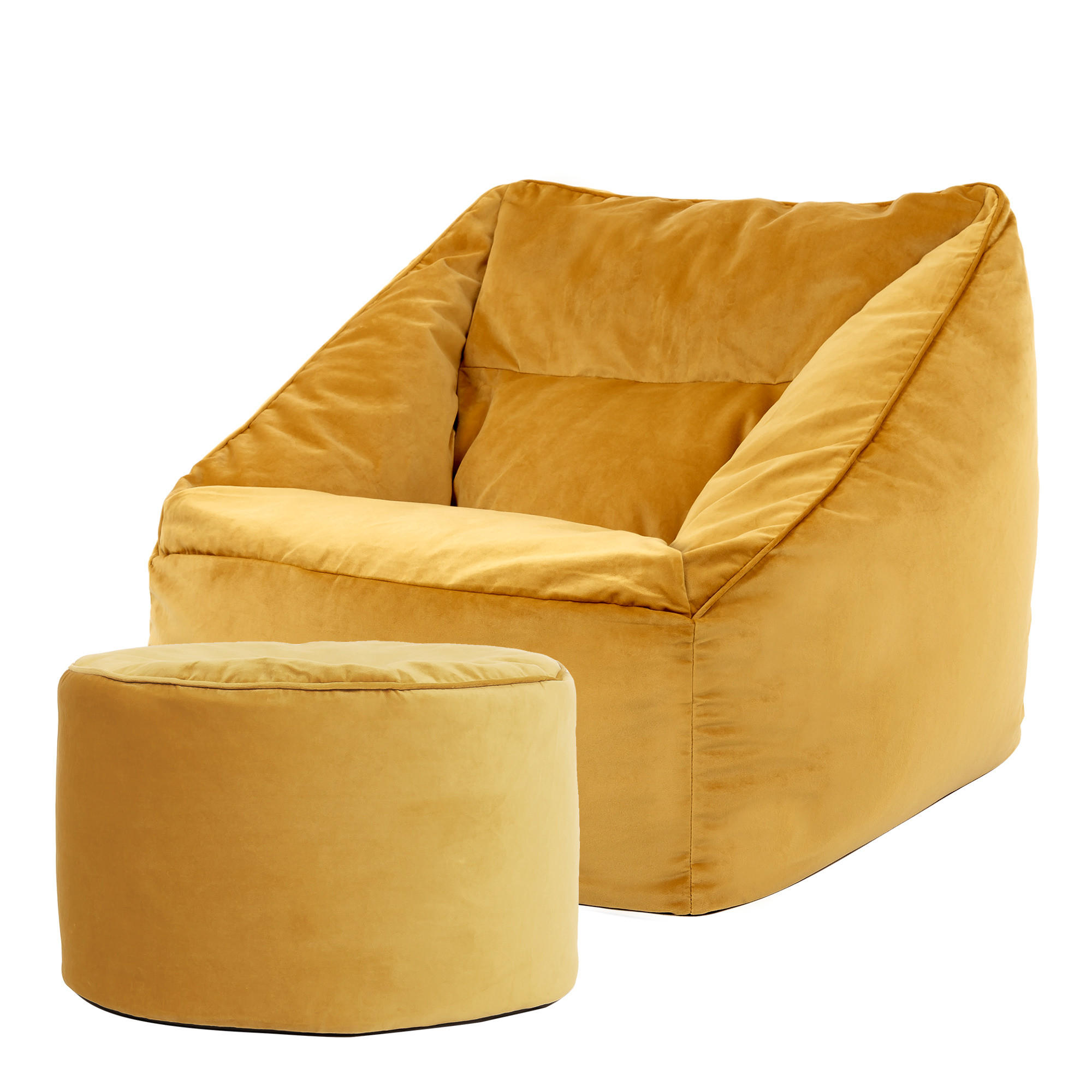 SITZSACK Milano Samt Sessel mit Fußhocker - Gelb, Kunststoff (88/80/100cm) - icon