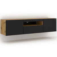 TV STOLÍK Aurus Drevo a čierna farba - čierna/farba duba, kompozitné drevo (150/36/37cm) - Petits-meubles